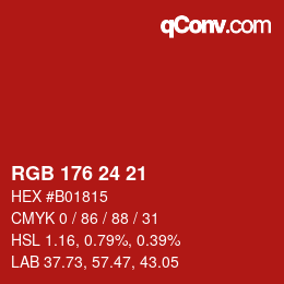 カラーコード: RGB 176 24 21 | qconv.com