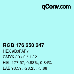 Color code: RGB 176 250 247 | qconv.com