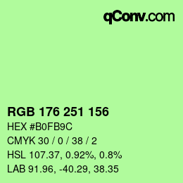 カラーコード: RGB 176 251 156 | qconv.com