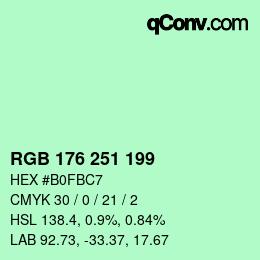 Color code: RGB 176 251 199 | qconv.com