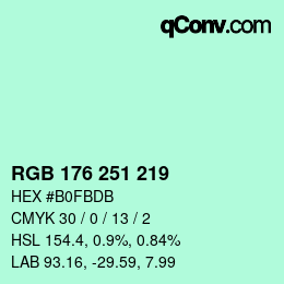 Code couleur: RGB 176 251 219 | qconv.com