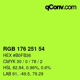 Color code: RGB 176 251 54 | qconv.com