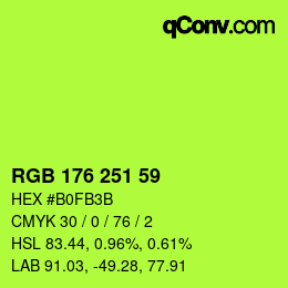 カラーコード: RGB 176 251 59 | qconv.com
