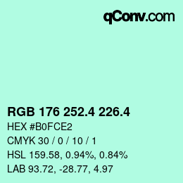カラーコード: RGB 176 252.4 226.4 | qconv.com