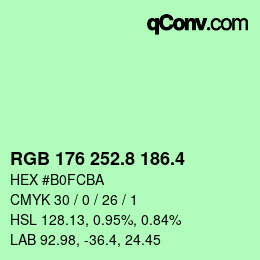カラーコード: RGB 176 252.8 186.4 | qconv.com