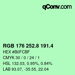 カラーコード: RGB 176 252.8 191.4 | qconv.com