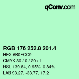 カラーコード: RGB 176 252.8 201.4 | qconv.com
