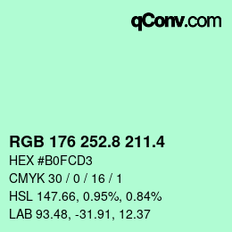 カラーコード: RGB 176 252.8 211.4 | qconv.com