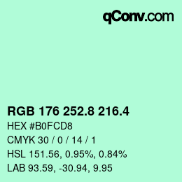 カラーコード: RGB 176 252.8 216.4 | qconv.com