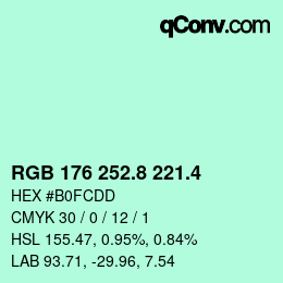 カラーコード: RGB 176 252.8 221.4 | qconv.com