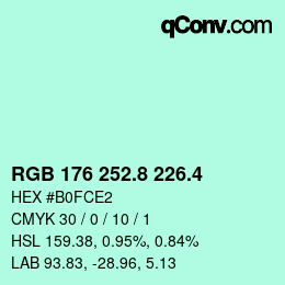 カラーコード: RGB 176 252.8 226.4 | qconv.com
