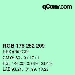 Color code: RGB 176 252 209 | qconv.com