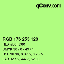 カラーコード: RGB 176 253 128 | qconv.com