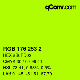 颜色代码: RGB 176 253 2 | qconv.com