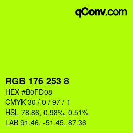 颜色代码: RGB 176 253 8 | qconv.com
