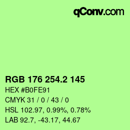 カラーコード: RGB 176 254.2 145 | qconv.com