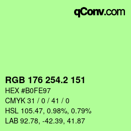 カラーコード: RGB 176 254.2 151 | qconv.com