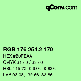 カラーコード: RGB 176 254.2 170 | qconv.com