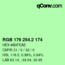 カラーコード: RGB 176 254.2 174 | qconv.com