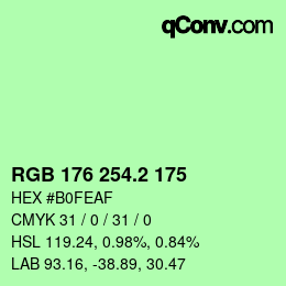 カラーコード: RGB 176 254.2 175 | qconv.com