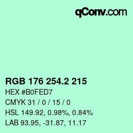 カラーコード: RGB 176 254.2 215 | qconv.com