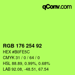 カラーコード: RGB 176 254 92 | qconv.com