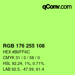 Color code: RGB 176 255 108 | qconv.com