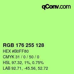 Color code: RGB 176 255 128 | qconv.com