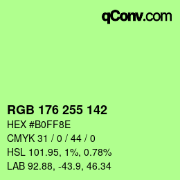 Color code: RGB 176 255 142 | qconv.com