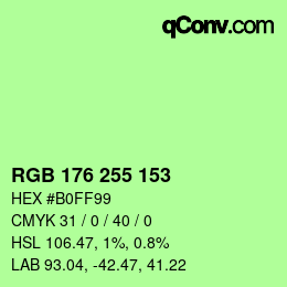 Color code: RGB 176 255 153 | qconv.com