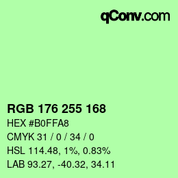 Color code: RGB 176 255 168 | qconv.com