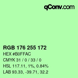 Color code: RGB 176 255 172 | qconv.com