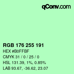 Color code: RGB 176 255 191 | qconv.com