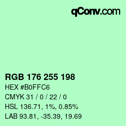 Color code: RGB 176 255 198 | qconv.com