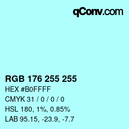 カラーコード: RGB 176 255 255 | qconv.com