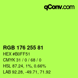 Color code: RGB 176 255 81 | qconv.com