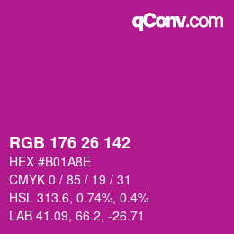 カラーコード: RGB 176 26 142 | qconv.com