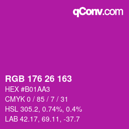カラーコード: RGB 176 26 163 | qconv.com
