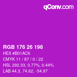 カラーコード: RGB 176 26 198 | qconv.com