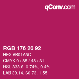 カラーコード: RGB 176 26 92 | qconv.com