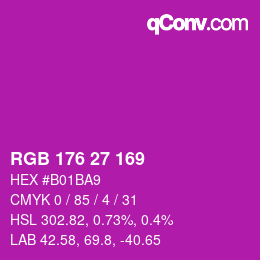 カラーコード: RGB 176 27 169 | qconv.com