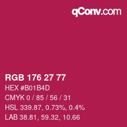 カラーコード: RGB 176 27 77 | qconv.com