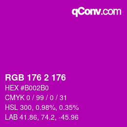 カラーコード: RGB 176 2 176 | qconv.com