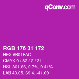 Color code: RGB 176 31 172 | qconv.com