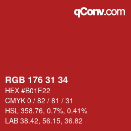 Color code: RGB 176 31 34 | qconv.com