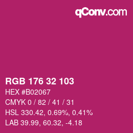 カラーコード: RGB 176 32 103 | qconv.com