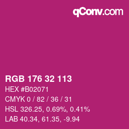 Color code: RGB 176 32 113 | qconv.com