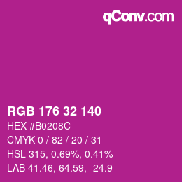 Color code: RGB 176 32 140 | qconv.com