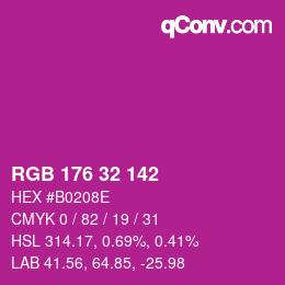Color code: RGB 176 32 142 | qconv.com