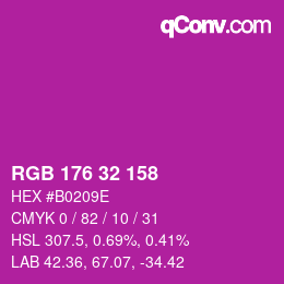 Color code: RGB 176 32 158 | qconv.com